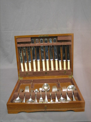 A canteen of silver plated Old English flatware