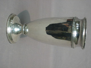 A circular silver vase of tapering form Birmingham 1921 by Walker & Hall 6"