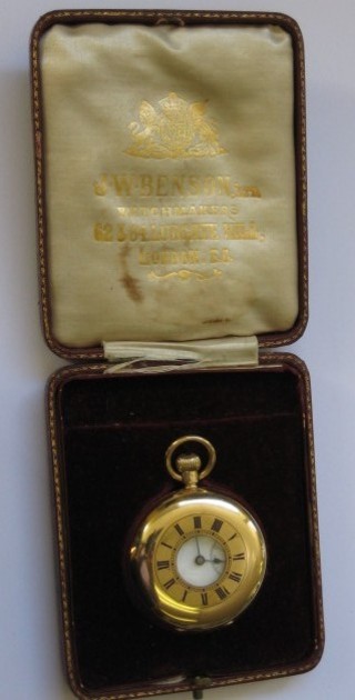 A gentleman's 18ct gold pocket watch contained in a demi-hunter case, the reverse marked examined by the Goldsmith's Company, movement marked SGC