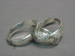 3 various silver bangles