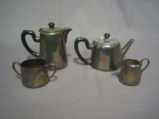 A  hotelware silver plated 4 piece tea service  comprising  teapot, hotwater jug, cream jug and sugar bowl