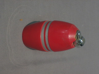 A Poppell table lighter in the form of a red barrel, boxed