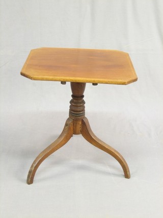 An  inlaid  mahogany  square  table raised  on  pillar  and  tripod supports 17"