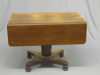 A  19th  Century  mahogany  pedestal  Pembroke  table  fitted   a drawer and raised on a chamfered tripod base 39"
