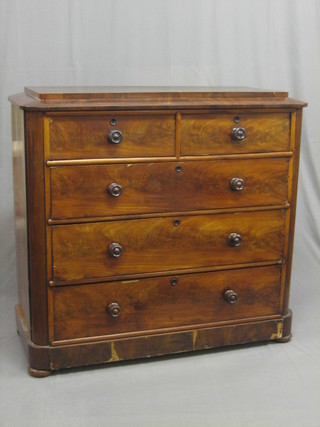 A  Victorian  mahogany  D shaped chest of 2  short  and  3  long drawers with tore handles 50"