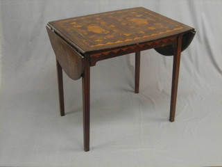 An  18th/19th Century Dutch inlaid marquetry sofa table,  raised on square tapering supports 31"