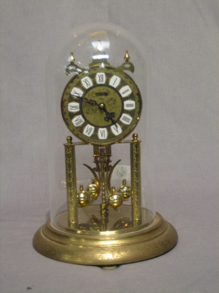 A  400 day clock by Hallei with Roman numerals  complete  with glass dome