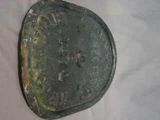 An oval iron plaque removed from a Gasometer, T Piggott &  Co Birmingham 1872 20" 