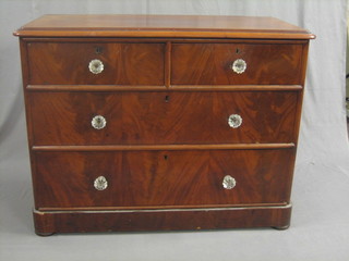 A  Victorian  mahogany  D  shaped chest of 2  short  and  3  long drawers with glass handles 43"