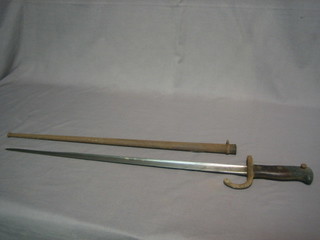 A  French Chassepot bayonet dated 1873 complete with  scabbard