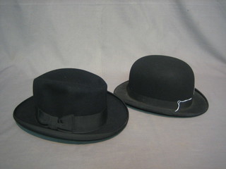 A  gentleman's bowler hat by Meakers 7 1/4 and a do.  Homberg