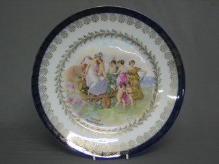 A  Rosenthal  Bavarian porcelain plate decorated  classical  ladies 10"