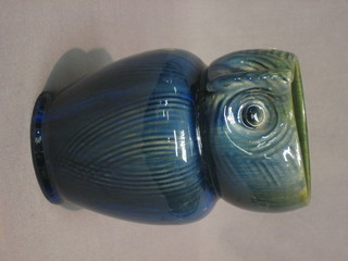 A Denby blue glazed pottery jug in the form of an owl 6"