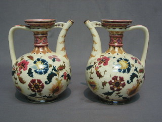 A Zsolnay pottery jardiniere, base drilled 6" (chip to rim)