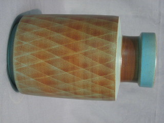 A Denby green and brown glazed club shaped vase 9"