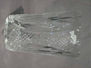 A cylindrical cut glass vase 8"