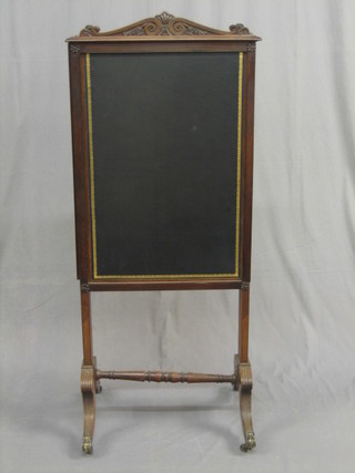A Victorian mahogany framed 3 fold fire screen 23"