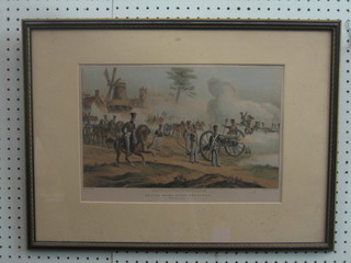 After W Heath, coloured print "The British Royal Horse Artillery Marching Orders" 9" x 14"