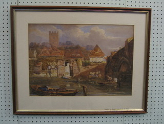 A  19th  Century watercolour drawing "Aylesford,  Taken  From the Bridge" 14" x 20"