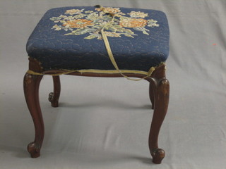 A  Victorian  mahogany  stool, raised  on  cabriole  supports  19"