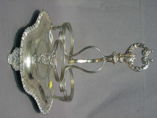 A   19th  Century  silver  plated  3  bottle  decanter  frame  with gadrooned border