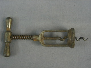 A  19th  Century polished and sprung steel corkscrew  6"  overall