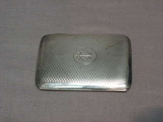 A silver cigarette box with engine turned decoration, Birmingham 1928, 2 ozs