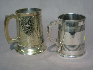 A silver plated pint tankard by Elkington and 1 other