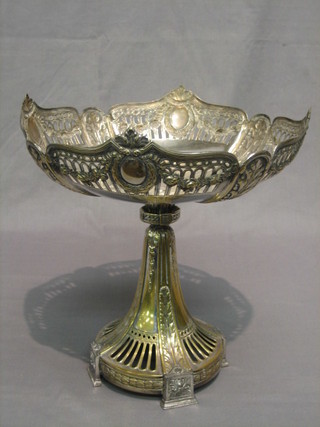 A  large  and impressive WMF pierced silver plated  table  centre piece,  raised  on  a circular spreading foot,  base  marked  WMF  OX100, 13"