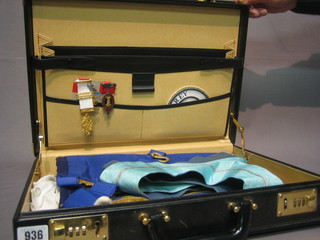A case containing a collection of Masonic regalia