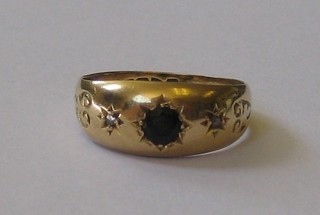 An 18ct gold dress ring set sapphires