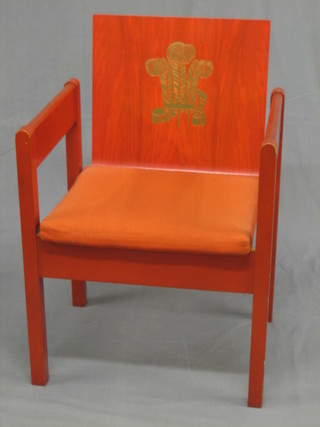 Snowden,   a  red  ply  wood  chair  designed  and  used   at   the Investiture    of   Charles   Prince   of   Wales   1969   