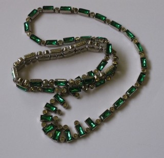 A   suite   of   lady's  1920's  costume   jewellery   comprising   a  diamonte and green stone bracelet and matching necklace