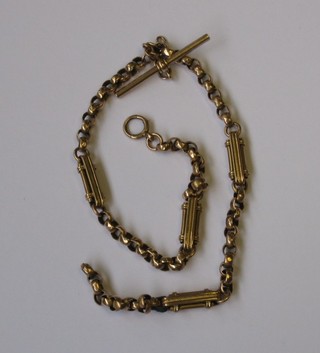 A gold Langtree double Albert watch chain 14"