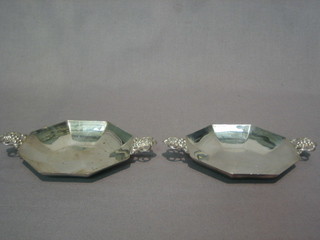 A  pair of octagonal twin handled silver bon bon dishes,  London 1934, purchased at Harrods, 5 ozs