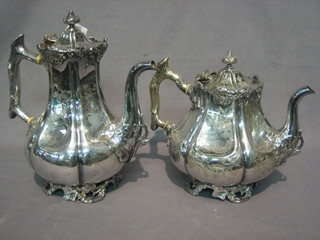 A  Victorian  engraved Britannia metal coffee  pot  and  matching teapot
