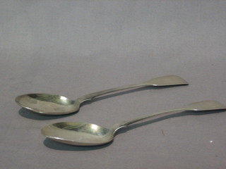 A pair of George III fiddle pattern table spoons, London 1805,  5 ozs