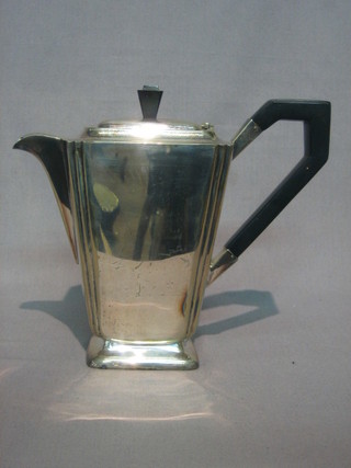 An Art Deco silver plated coffee pot