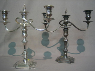 A  pair of Queen Anne style silver plated 3 light candelabrum  by Harrods