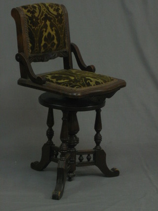 A harpist's Edwardian mahogany adjustable stool