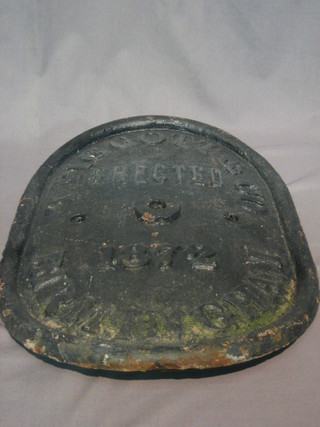 An oval iron plaque removed from a Gasometer, T Piggott &  Co Birmingham 1872 20"  