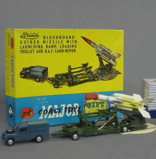 A  Corgi Major No. 4 gift set - Bloodhound guided  missile  with launching    ramp,   loading   trolley   and   RAF   Land    Rover, complete  and boxed (missile nose cone perished due to  age  and heat, also some gentle creasing to box)