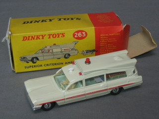 A  Dinky  Toy 263 Superior Criterion ambulance  complete  with trolley and body, boxed (slight dent to box)