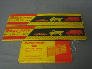 2  Dinky  754 pavement sets and a Dinky 765 road  hoarding  set