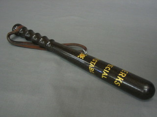 A  painted Police truncheon marked Berks  Special  Constabulary and carried by Special Constable Curly