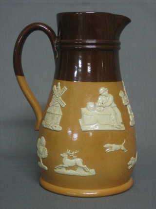 A  Royal  Doulton  salt  glazed Harvest  ware  jug,  base  marked K3566 Royal Doulton 9"