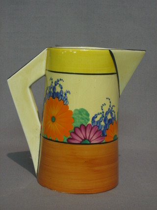 A Clarice Cliff Gay Day pattern jug, the base with rubber  stamp mark 6 1/2"