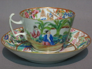 A 19th Century Canton famille rose porcelain tea cup and  saucer