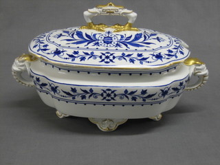 A  Victorian blue and white oval soup tureen, the base  impressed Worcester and with blue Royal Worcester mark
