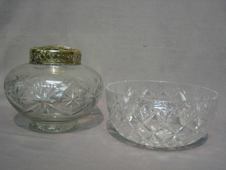 A  circular  cut  glass  bowl  8" and  a  globular  shaped  vase  7" 
